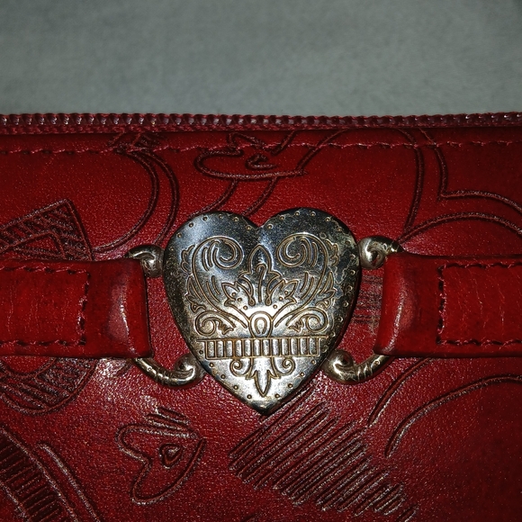 Brighton Red Heart Leather Zippered Wallet - Picture 6 of 6